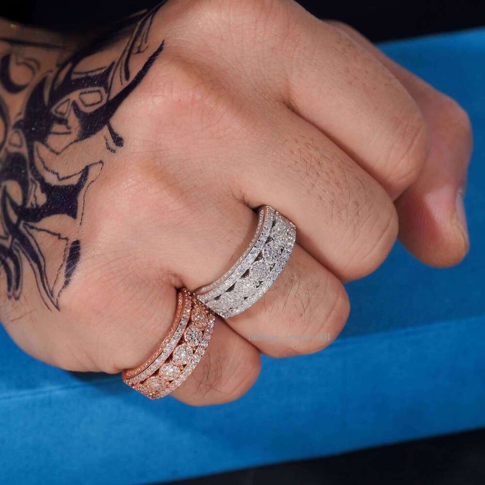 GRA Certificate Sterling Sier Gold Plated Jewelry New Style VVS Dia Moissanite Hip Hop Ring