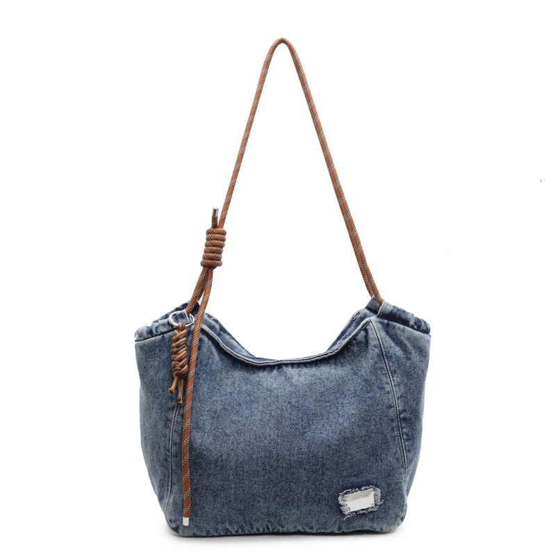 DHAL Large Capacity Denim Tote for Women 2025 New Casual Commuter Shoulder College Student Class Bag