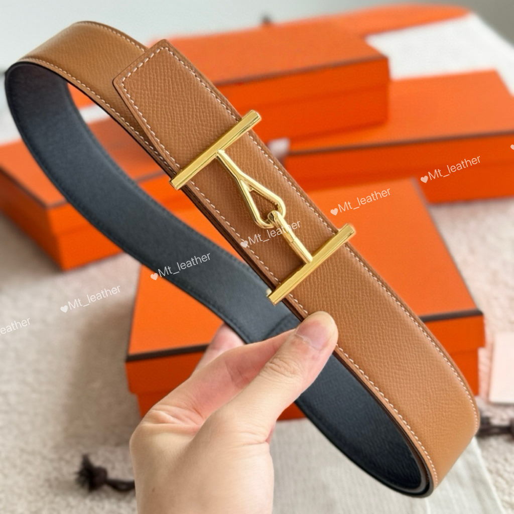 Epsom Leather men belt top quality designer belt Jumbo buckle width 3.8cm men Cow-skin belt togo Evercolor leather reversible belt size 100cm-125cm Jeans suit belt