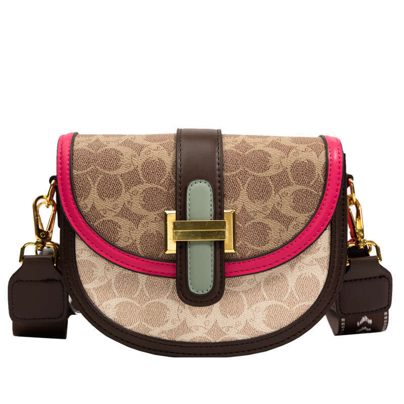 Fashion Color-Block for Women 2025 New Trendy Saddle Versatile Wide Strap Shoulder Crossbody Small Bag