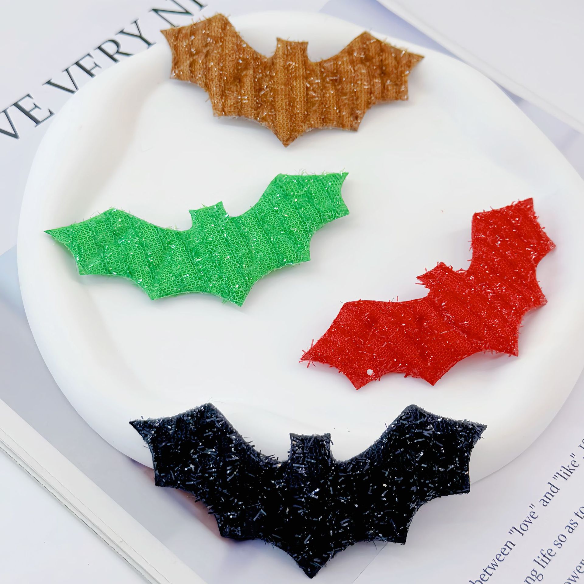 30Pcs/Lot 10*4.3CM Halloween Devil Bat Patch Applique Festival Decoration Headwear Hair Clip Clothing Hat Decoration Accessories