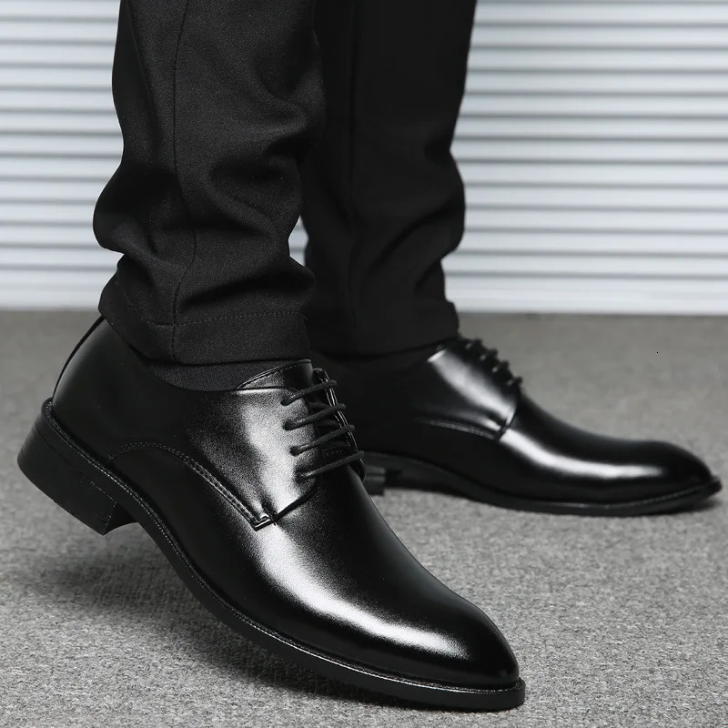 Classic Derby Shoes Men Leather Dress Basic Lace-up Casual Business Wedding Party Comfortable Shoe For Man 250725
