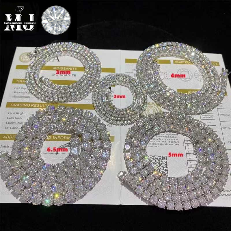 Fine jewelry sterg sier vvs moissanite necklace dia mossanite tennis chain