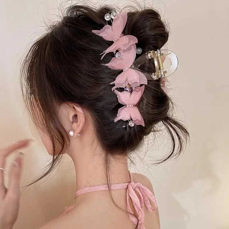 Butterfly Large Hair Claw for Thick Hair Claws Crab Women Sweet Pink Hairpin Ponytail Hair Claw Accessories Z250729