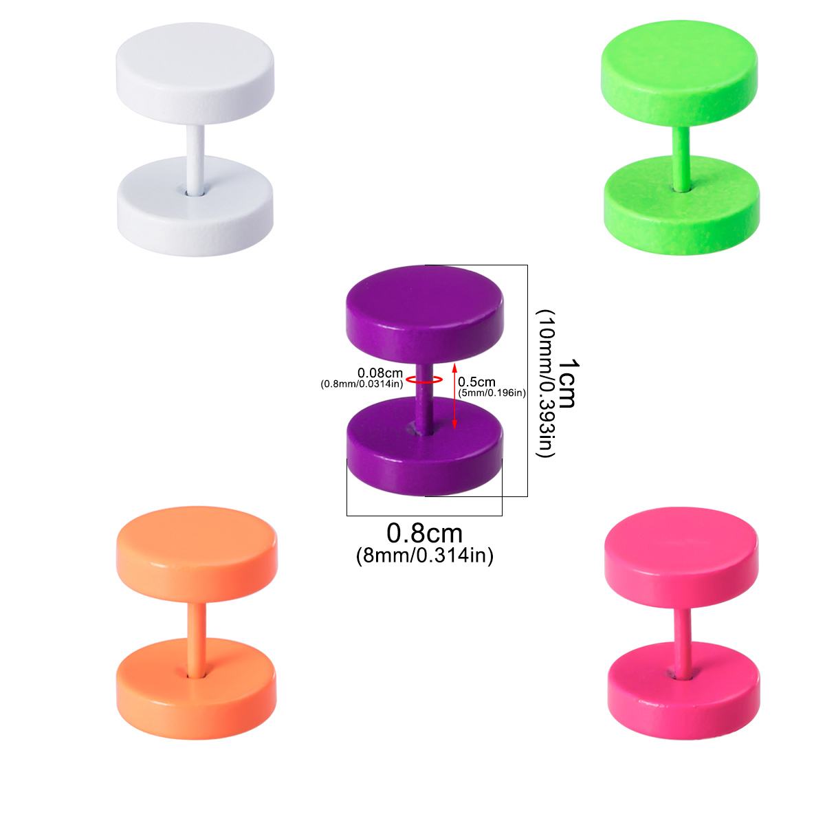 Baking paint stainless steel round cake ear bone nail human piercing earring jewelry wholesale