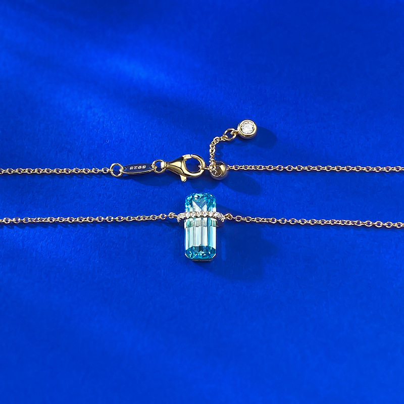 2025 Choucong Luxury Jewerly Genuine 100% 925 Sterling Silver Blue Topaz CZ Diamond Party Gemstones Elegant Women Wedding Clavicle Necklace Lover Gift