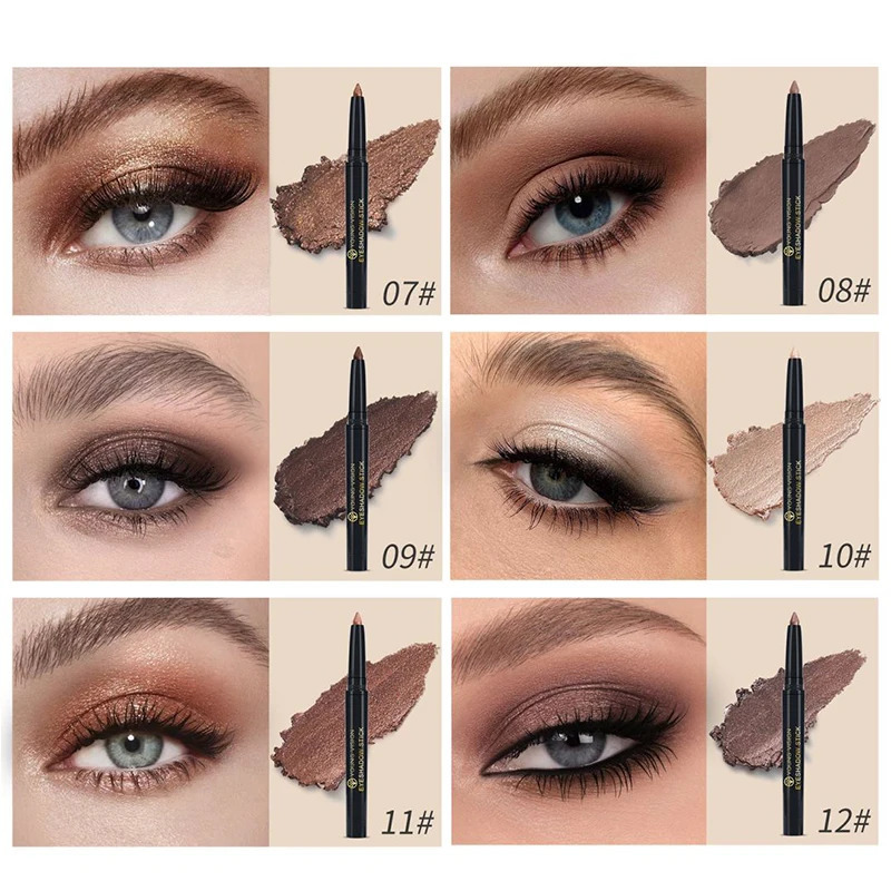 12 Colors Pearlescent Swivel Eyeshadow Stick Waterproof Correcting Contour Eye Makeup Pencil A must-have for a high quality make 250726