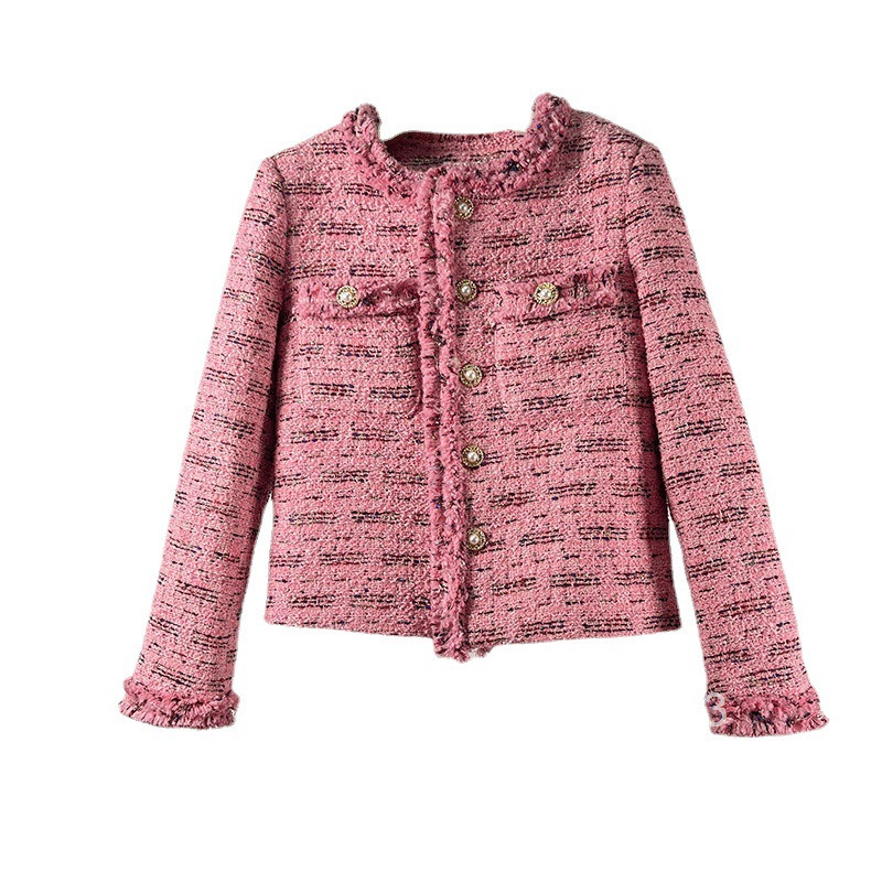 Korean East Gate Fashion Texture Small Fragrance Coat Womens Thick Flower Fabric Autumn/Winter Tassel Heavy Industry Outwear Network Red