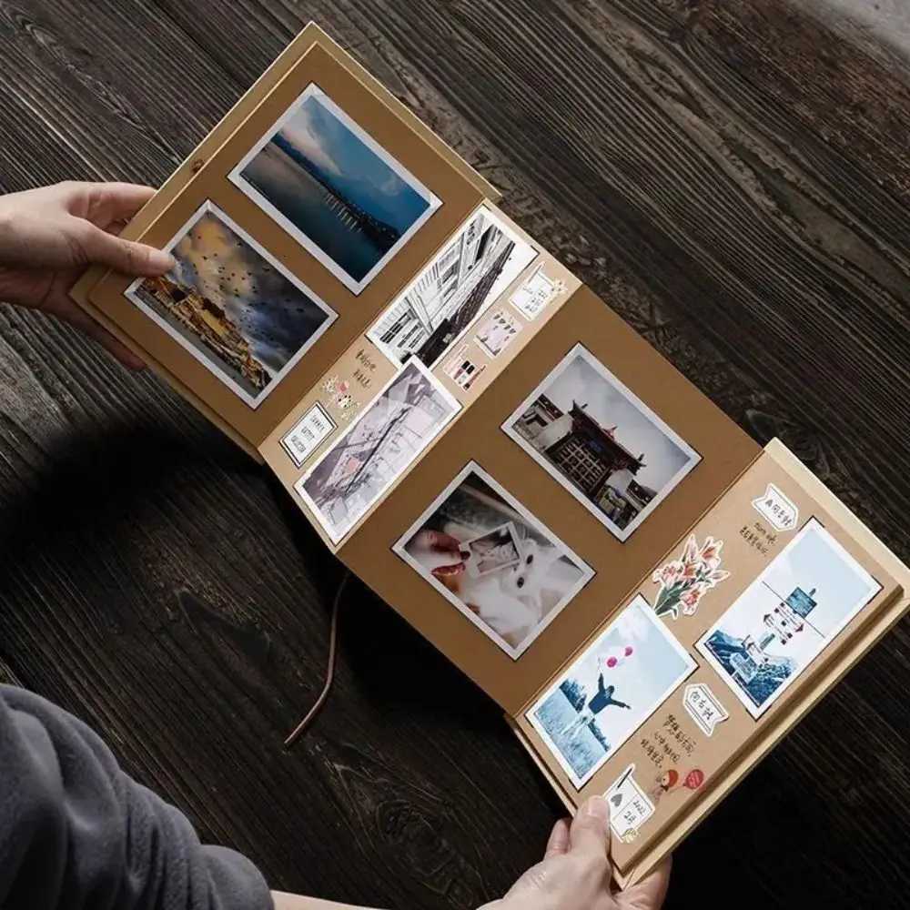 10 Page DIY Surprise Gift Couple Folding Accordion Photo Album Gift Photocard Handcrafts Surprised Photo Book Kraft Paper Z250729