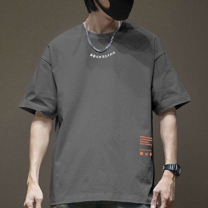 Designer T Shirt Summer Trendy Hong Kong Style Versatile Pure Cotton Short Sleeve T-Shirt For Men, Ins Trendy Brand High Street Loose Design Sense Nic