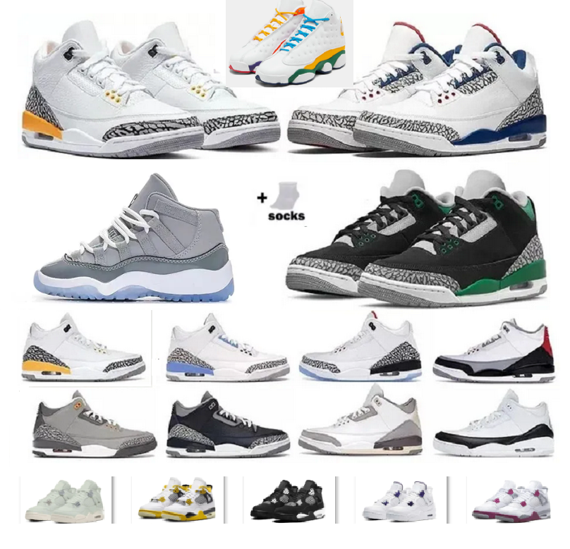 kid youth 3s 4s 13s Big kids boys girls 3 11 12 Basketball Shoes Muslin Oreo White Cement Black Cat Slim Shady Cardinal Racer True Blue Varsity Royal trainers