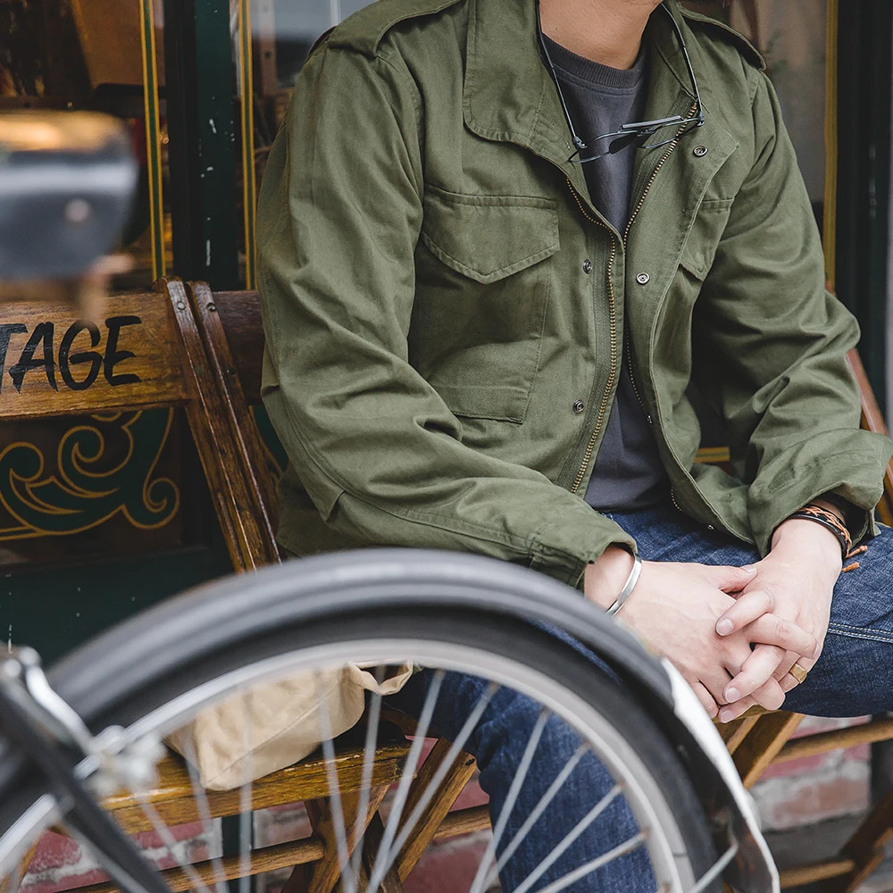 Maden Retro M65 Jackets for Men Green Outdoor Windbreaker Vintage Casual Solid Coat Mens Clothes MultiPocket Jacket 250717