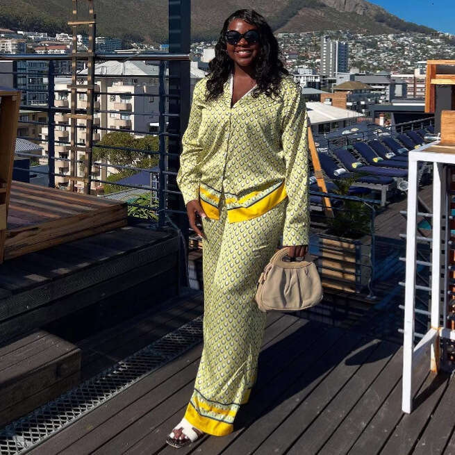 Women's Long Sleeve Cardigan Shirt Wide Leg Pants Printed Plus Size Casual Stylish Versatile Two-Piece Set B5