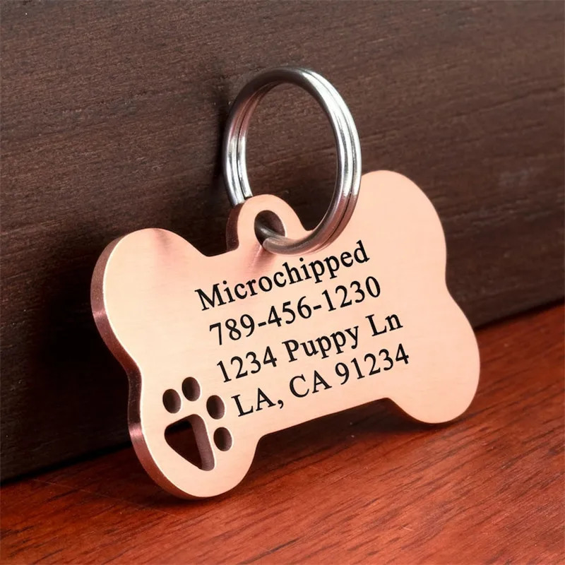 Stainless steel Personalized Engraving Anti-lost Dog ID Tag Customized Pet Name Puppy Collar Dog Cat Bone Tags Pet Supplies 250729