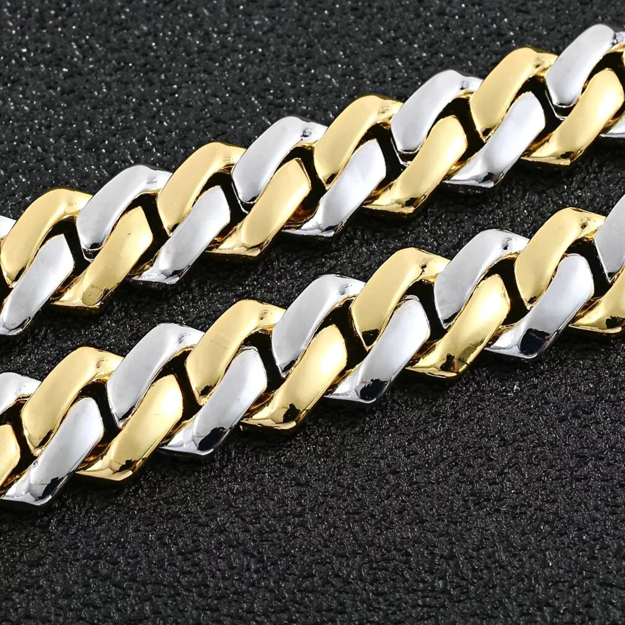 Two tone diamond chain crafted in 925 sterling silver with high quality moissanite diamonds vvs clarity cuban chain collection