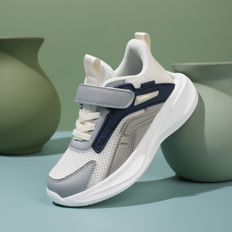 Children's Girls' Spring and Autumn New White Sneakers Casual Boys' Mesh Wave Shoes