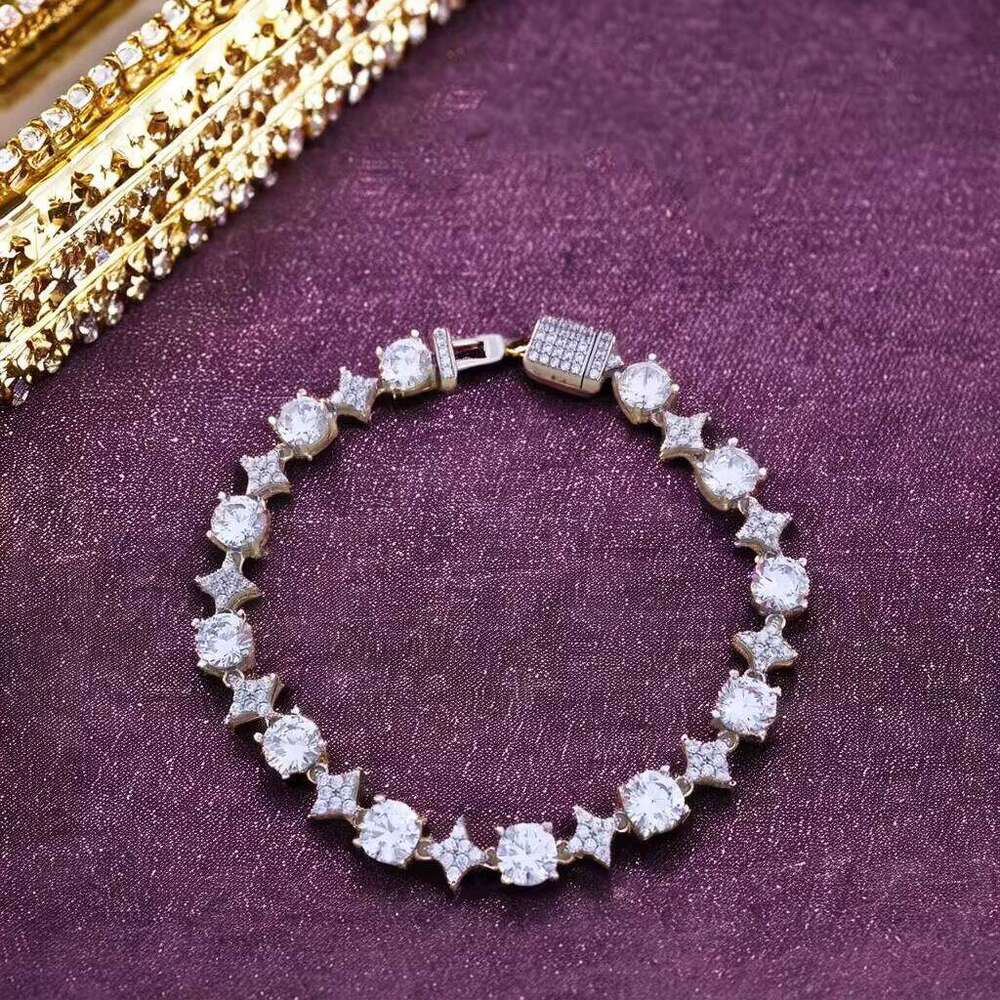 Exquisite Party Wedding Girlfriend Valentine's Day Jewelry Sterling Sier 6mm Iced Out Bling Moissanite Bracelet for Women