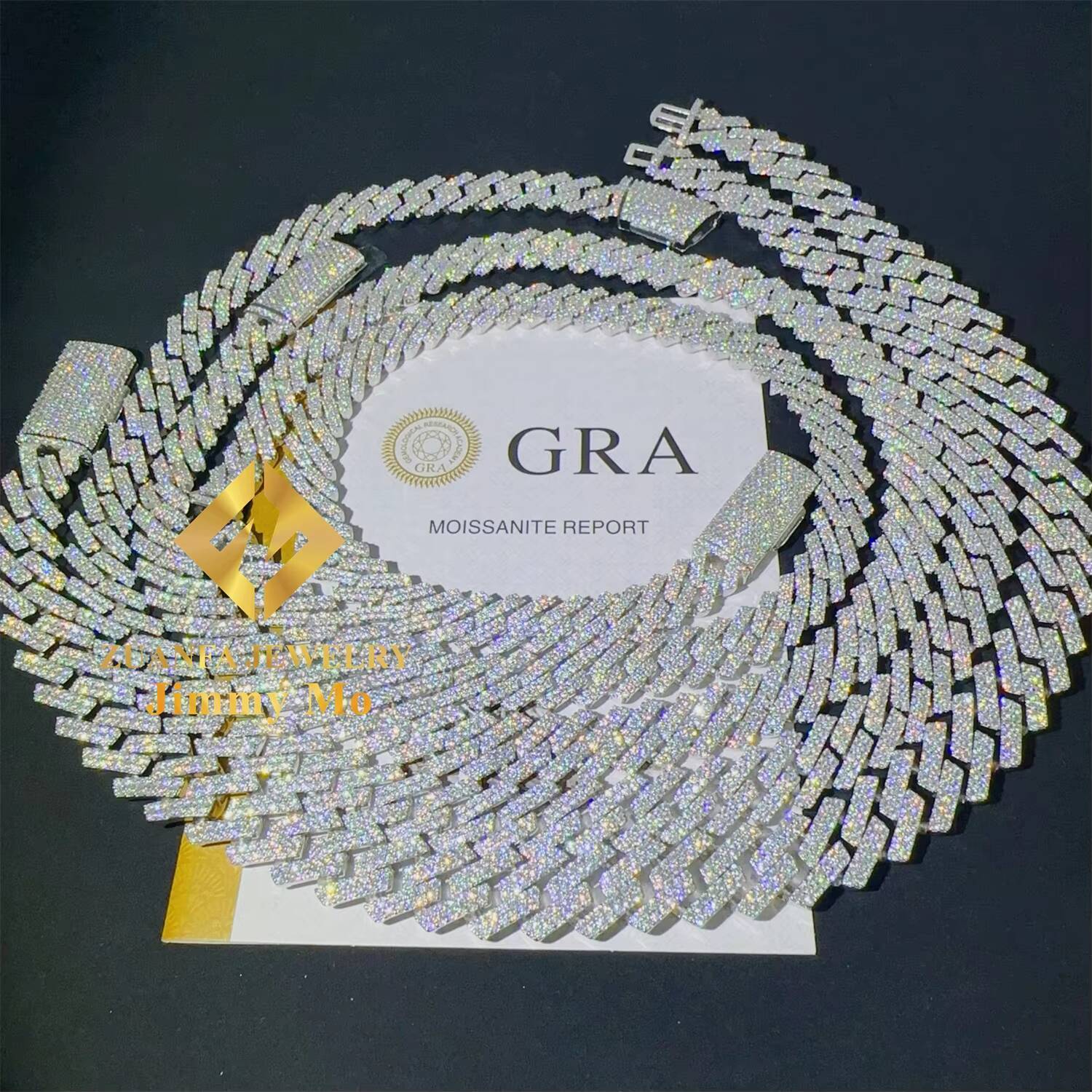 Hot Selling Pass Diamond Tester 925 Solid Silver 12mm 13mm 14mm 15mm Two Rows Iced Out Hip Hop VVS1 Moissanite Cuban Link Chain