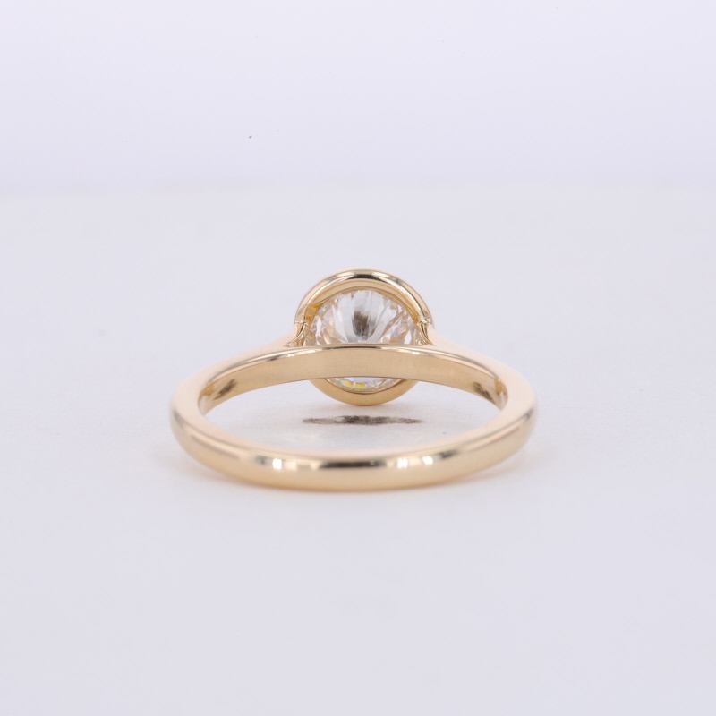 Custom 1ct D VVS2 VS1 Round Cut Bezel Setting Bling Fine Jewelry 18k Gold Lab Grown White Diamond Jewelry Ring