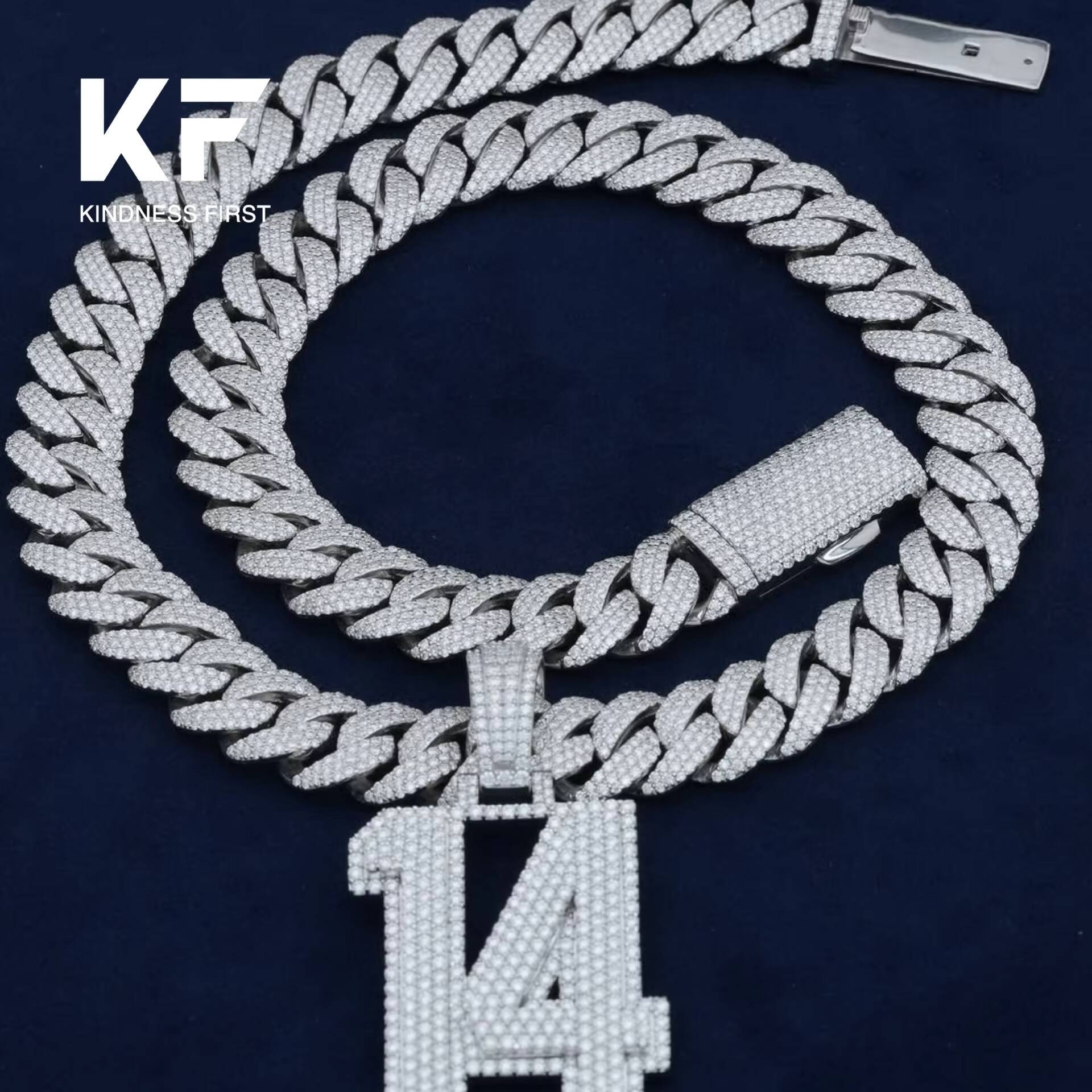 Fully Iced VVS Moissanite Cuban Link Chain 925 Silver Gold Plated Customize Moissanite Cuban Chain