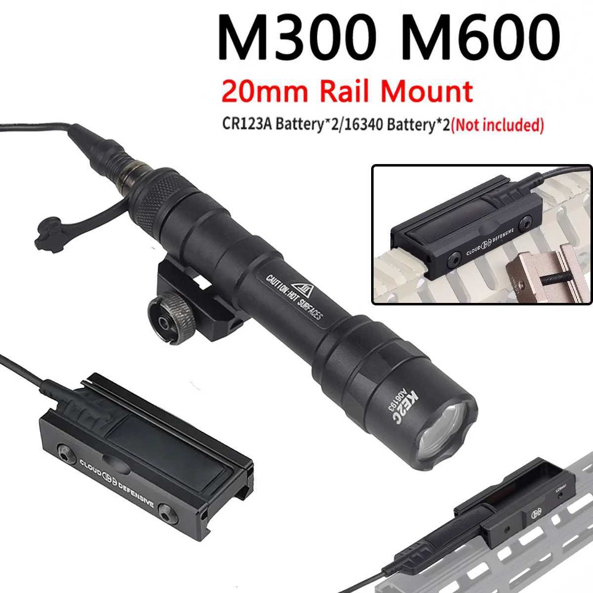 Tactical Airsoft M600 M300 M600C Sets Scout Light 20mm Pocket Panel Pad Switch Mlok Picatinny Rail Mount AR15 Rifle FlashlightXJ250728