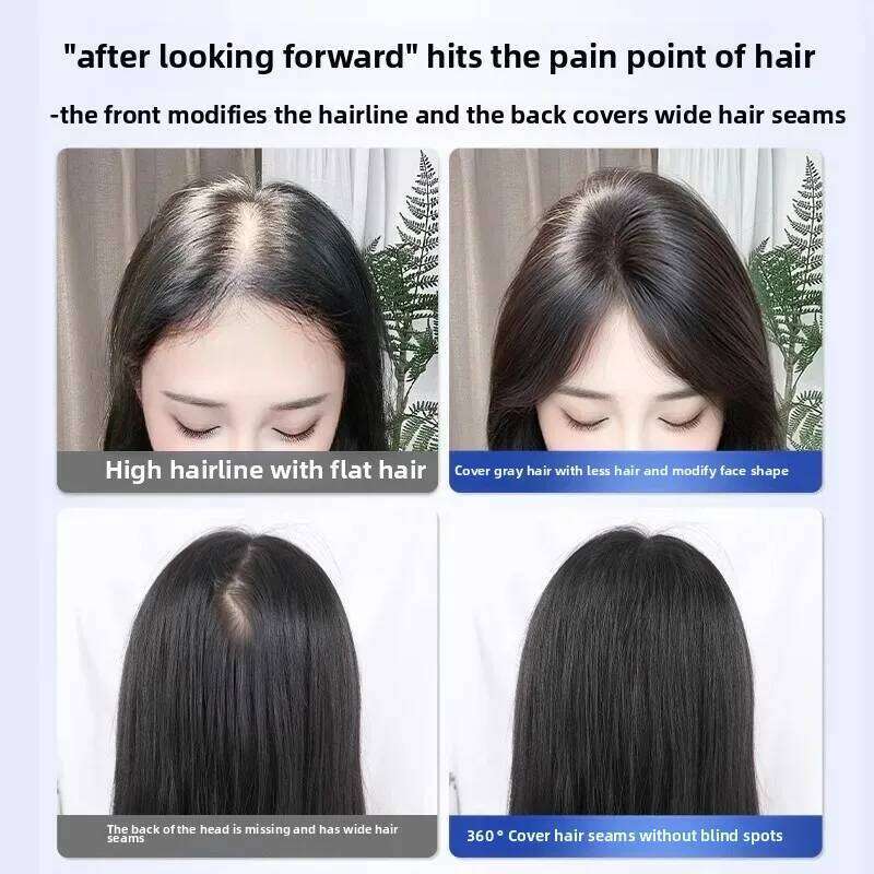 Cloud-Like Thin Extension Pieces Real Human Hair Invisible Natural Looking Female Top Light Weight Wig Front Bangs