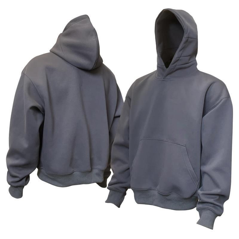 Auticup Spring American Casual Box Cut Hooded Sweatshirt Unisex Loose Solid Color Multi-purpose