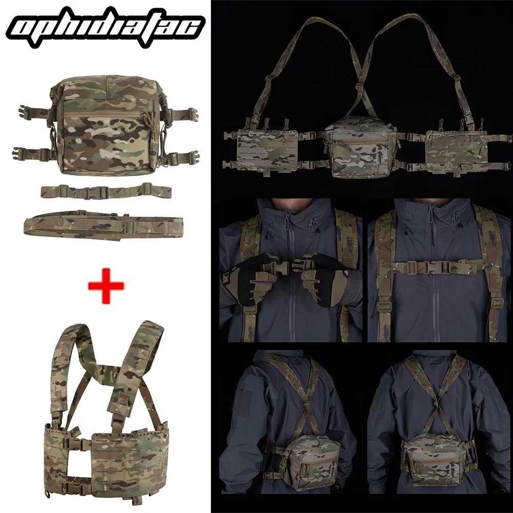 OPHIDIANTAC Double Panel Combat Chest Hanging Vest Storage Expansion Pack Internal Elastic Storage Bag Open Pocket Molle System Z250728