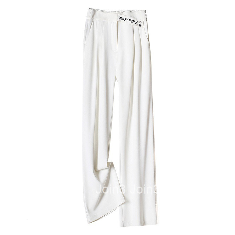 Wide leg pants long pants womens high waisted slim and droopy pear shaped body pants narrow version floor mop pants double button suit pants