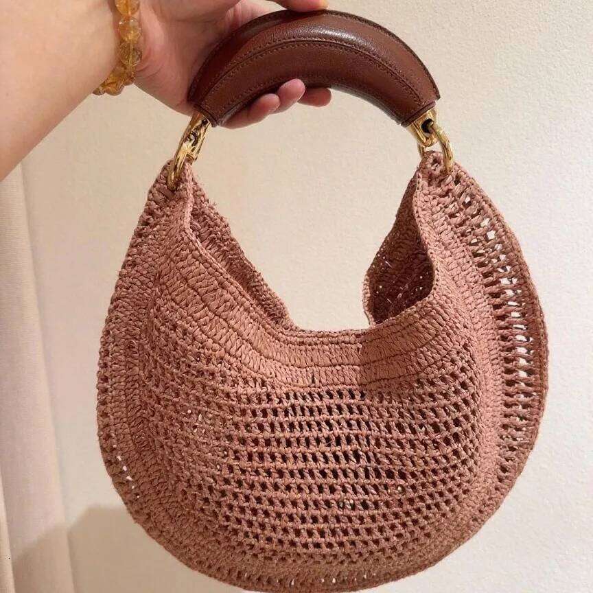 Classic Beach Straw Woven Bags For Women Designer Handbag Purse 2025 New In Sequined Handle Underarm Shoulder