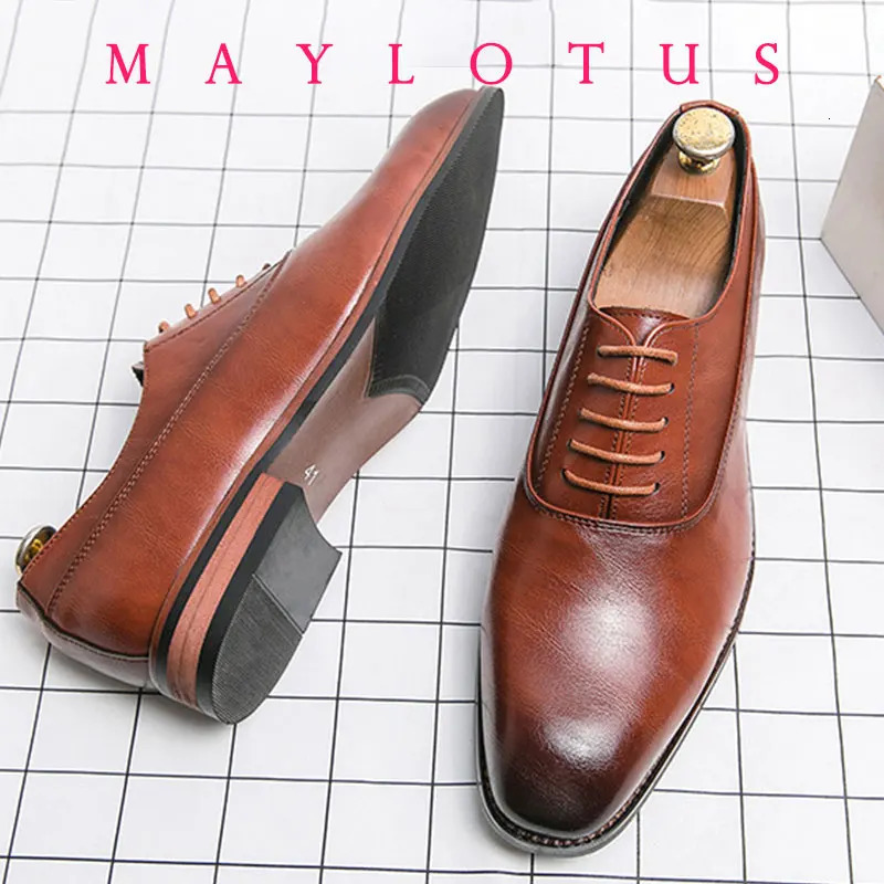 2025 Fashion Business Dress Men Shoes Classic Leather Mens Formal Shoes Comfortable Slip On Dress Shoes Men Oxfords Size 250723