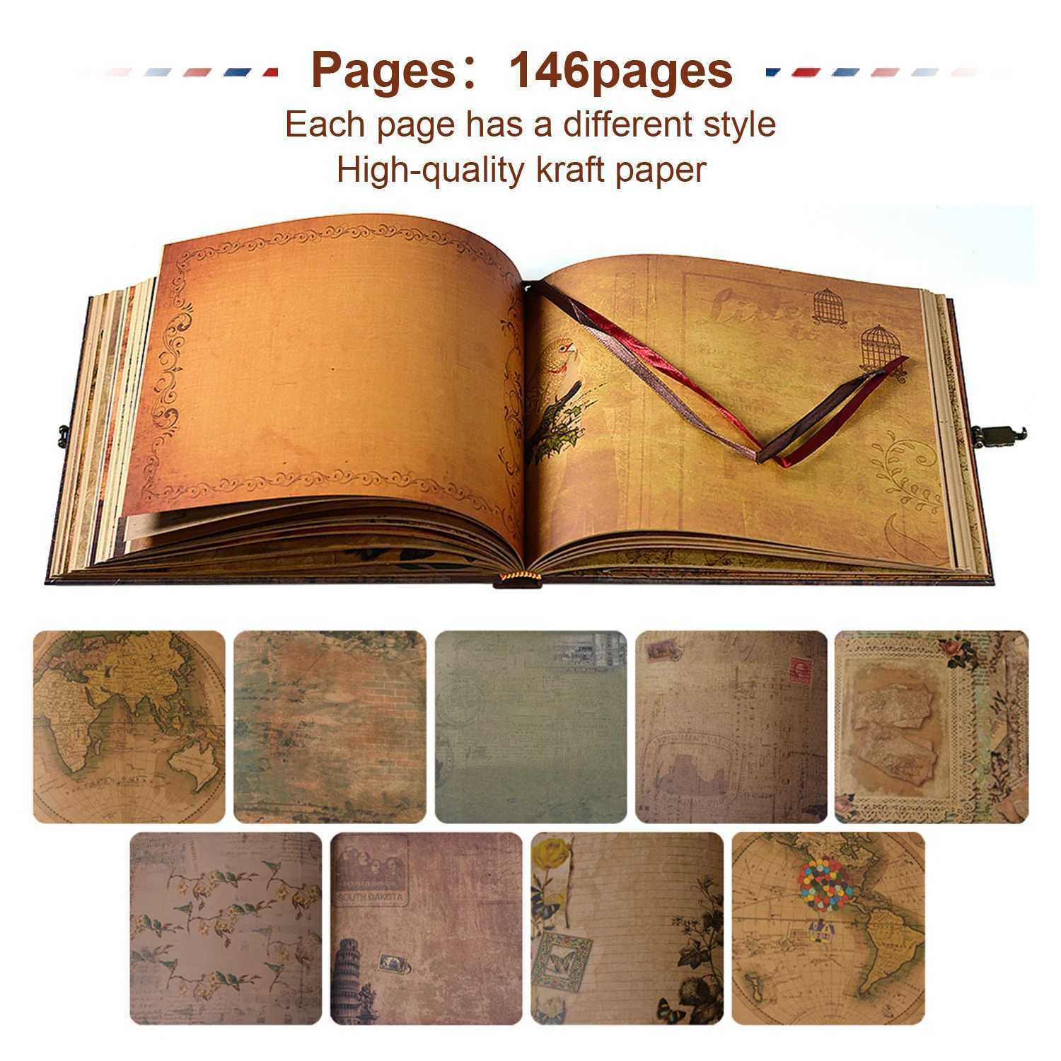 146 Pages Photo Album DIY Handmade Scrapbook Our Adventure Book Retro Kraft Album Anniversary Wedding Guest Book Memory Gift Z250729