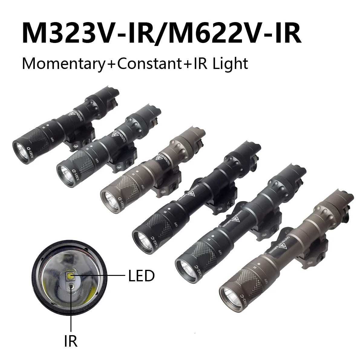 Airsoft M300 M600 M323V M622V M323V-IR M622V-IR Tactical Scout Light Weapon Flashlight Hunting Spotlight M300A Gun Lamp R250728