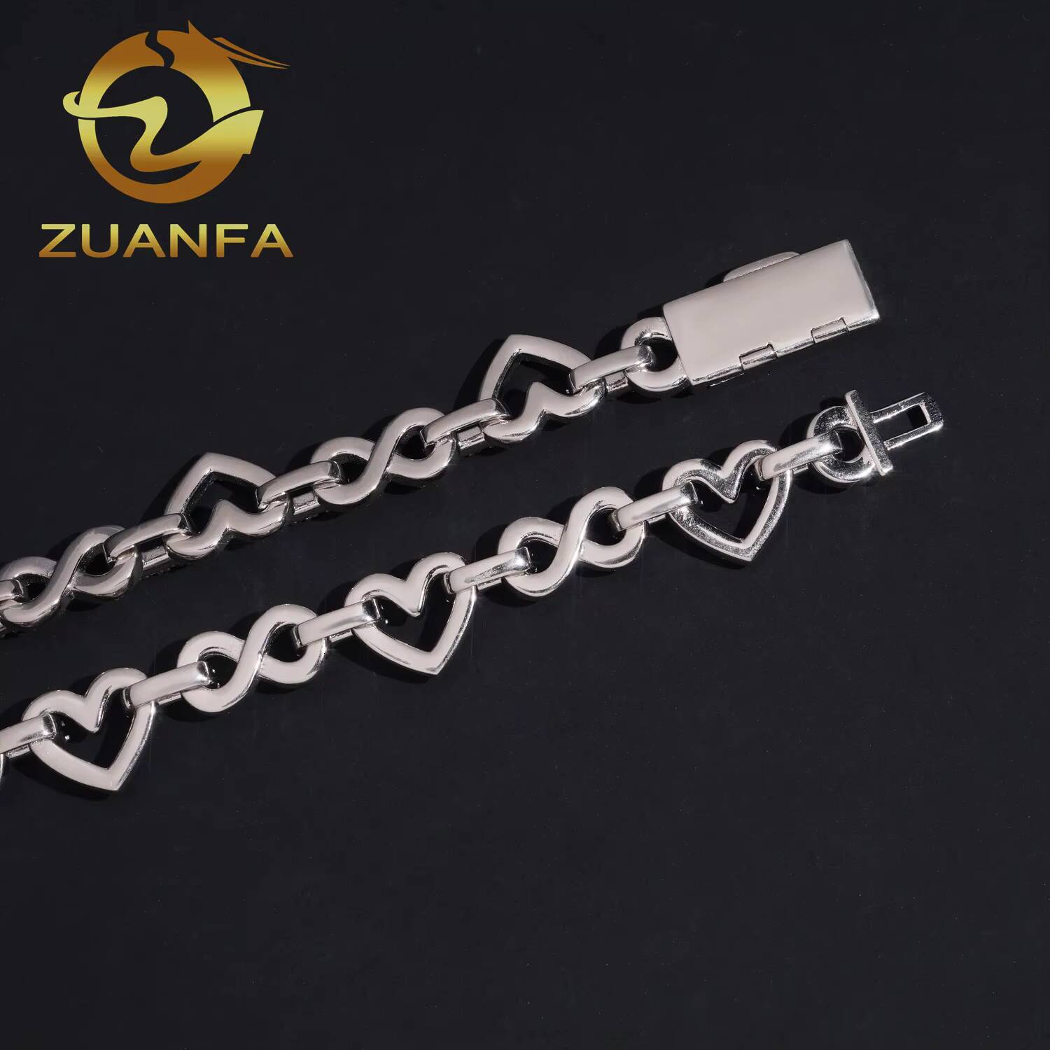 Passed Diamond Tester Heart 12mm Sterling 925 Silver Moissanite Chain Link Cuban Hip Hop Jewelry for Men Women Choker Necklace