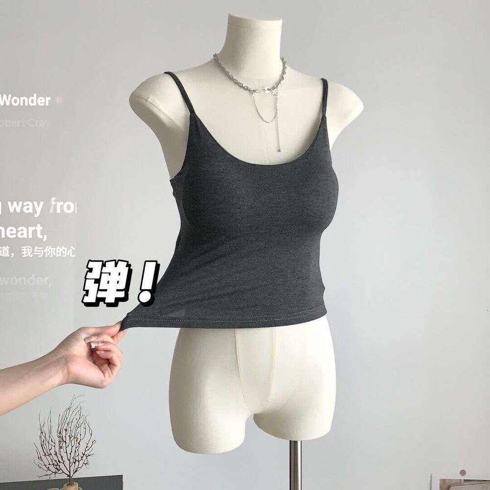 Designer T Shirt Summer Solid Color Camisole Vest For Women With Built-In Chest Pad, Expanding Chest, Suitable For Outerwear And Innerwear, Slim Fit B