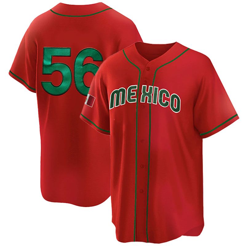Men's Mexico Red Jerseys Embroidered Shirts Uniform Jersey Baseball Button Down Shirt Birthday Sports Gifts for Men Women Free shipping