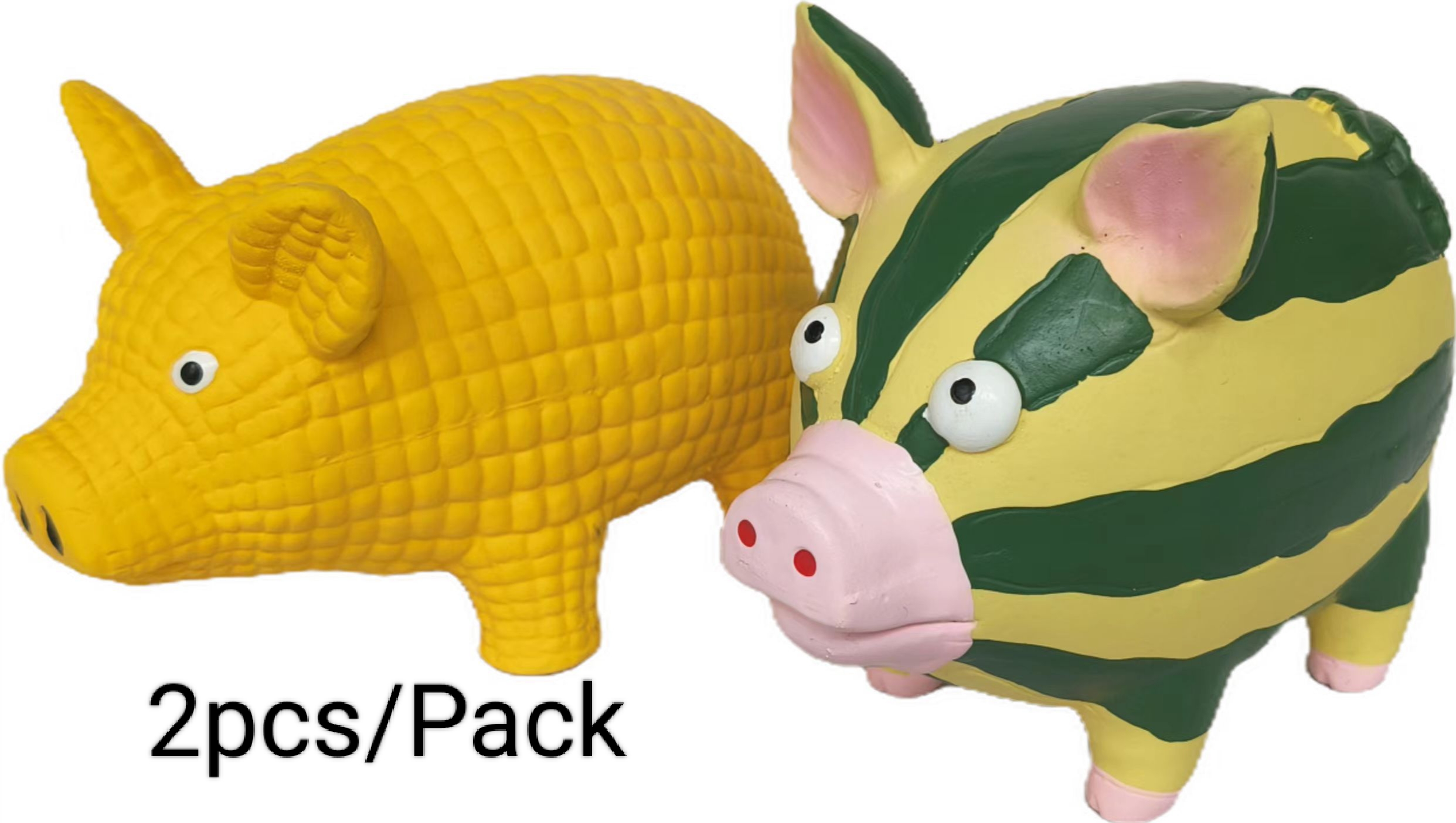 Latex Pig Squeaky Pet Toy Natural Rubber Screaming Maize Pig & Watermelon Pig Puppy Toy 2pcs/Pack