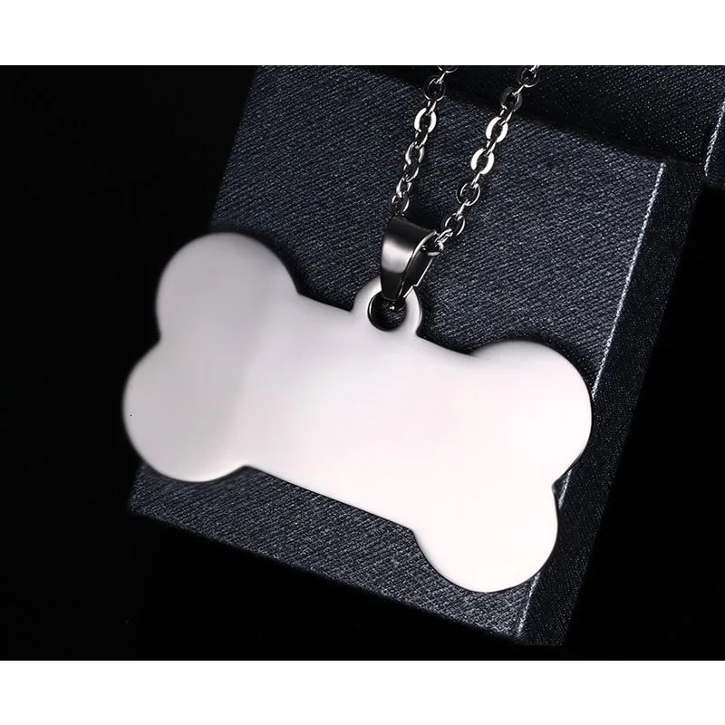 ZORCVENS Bone Shaped Pendant Necklace Stainless Steel Dog Tag Necklace Dotes On Pet Love Jewelry 250729