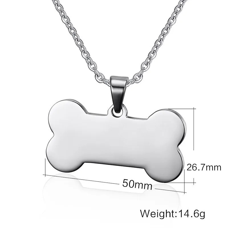 ZORCVENS Bone Shaped Pendant Necklace Stainless Steel Dog Tag Necklace Dotes On Pet Love Jewelry 250729