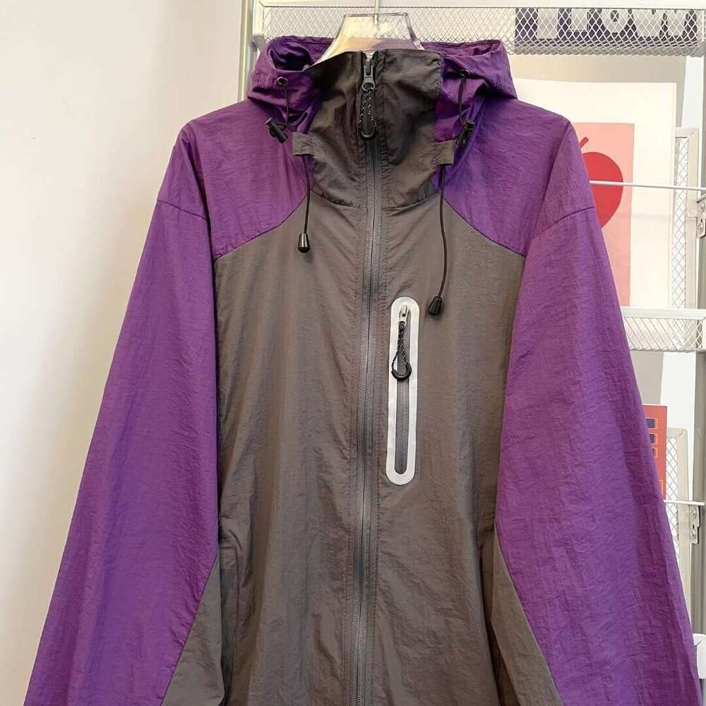 Men's Summer Thin Jacket, Mountain Style Outdoor Functional Hooded Windbreaker, Trendy Loose Fit Sun Protection Coat