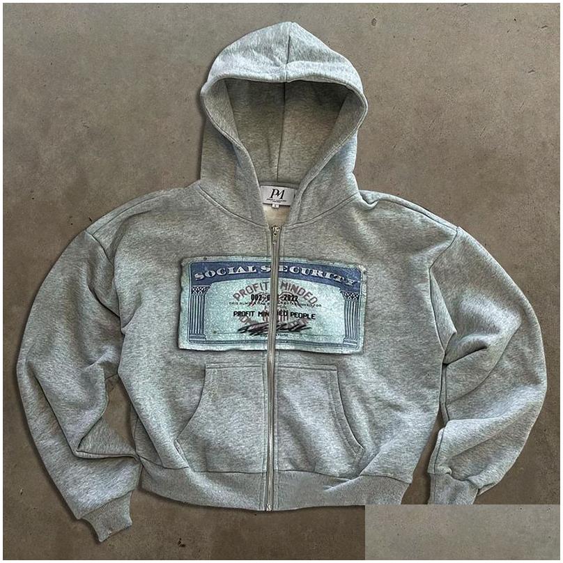 Mens Hoodies Sweatshirts Zip Up Hoodie Men Women Harajuku Hip Hop Fashion Patch printing Oversized Loose Casual Jacket Streetwear Otai2