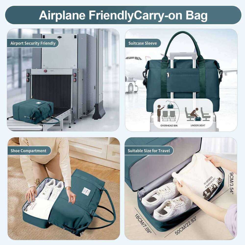 2Pc Foldable Travel Duffel Airlines Carry On Weekender Overnight Tote With Cosmetic Gym Yoga Bag For Women Men luxury bag designer bag