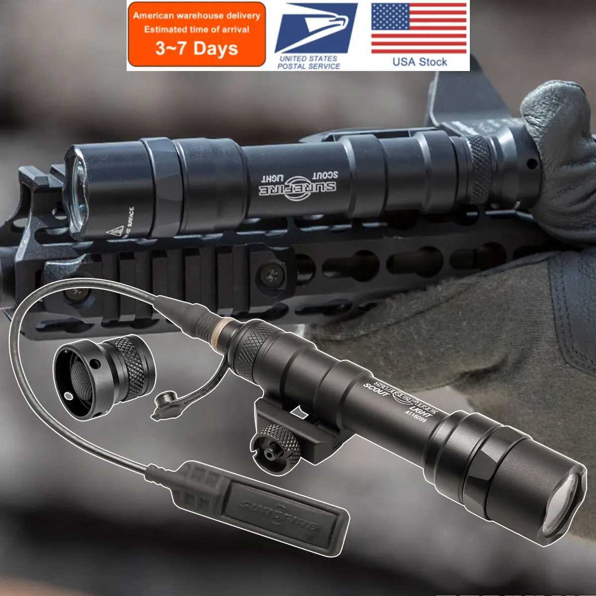 US Warehouse Ultra M600 M300 Tactical Scout Light AR15 Rifle Weapon Flashlight LED Gun Lamp Airsoft Weapons Hunting R250728