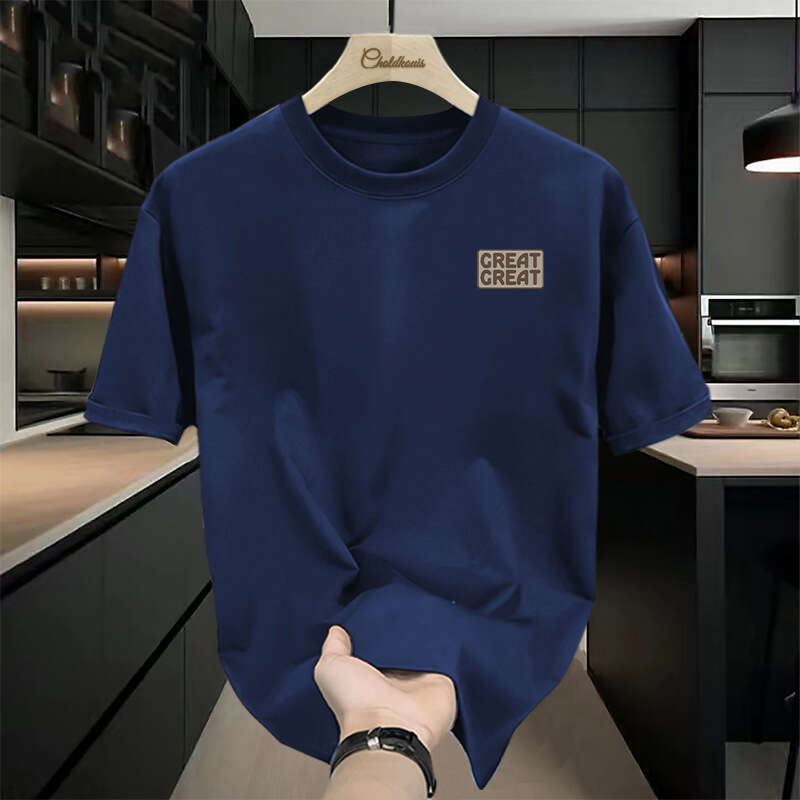 Designer T Shirt Trendy Brand Hong Kong Style Pure Cotton Letter Short Sleeve T-Shirt For Men Summer Loose Fit Plus Size Tee Unique Design Comfortable