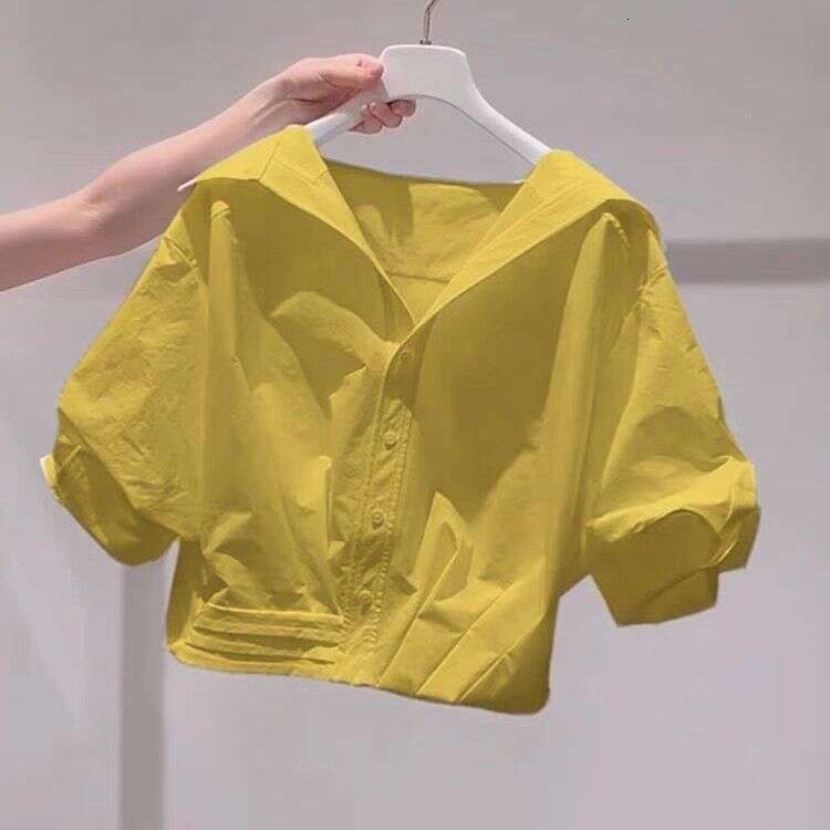 sxzy French Style White Off-Shoulder Sleeve Shirt for Women Summer Blouse with High-End Feel Puff Sleeves Petite Short Top