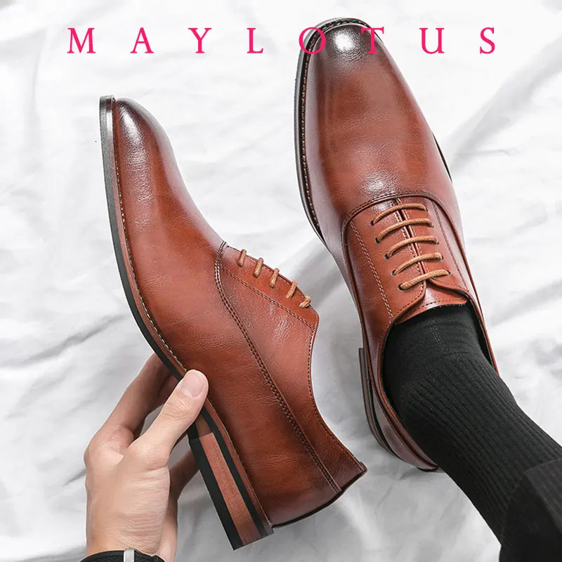 2025 Fashion Business Dress Men Shoes Classic Leather Mens Formal Shoes Comfortable Slip On Dress Shoes Men Oxfords Size 250723