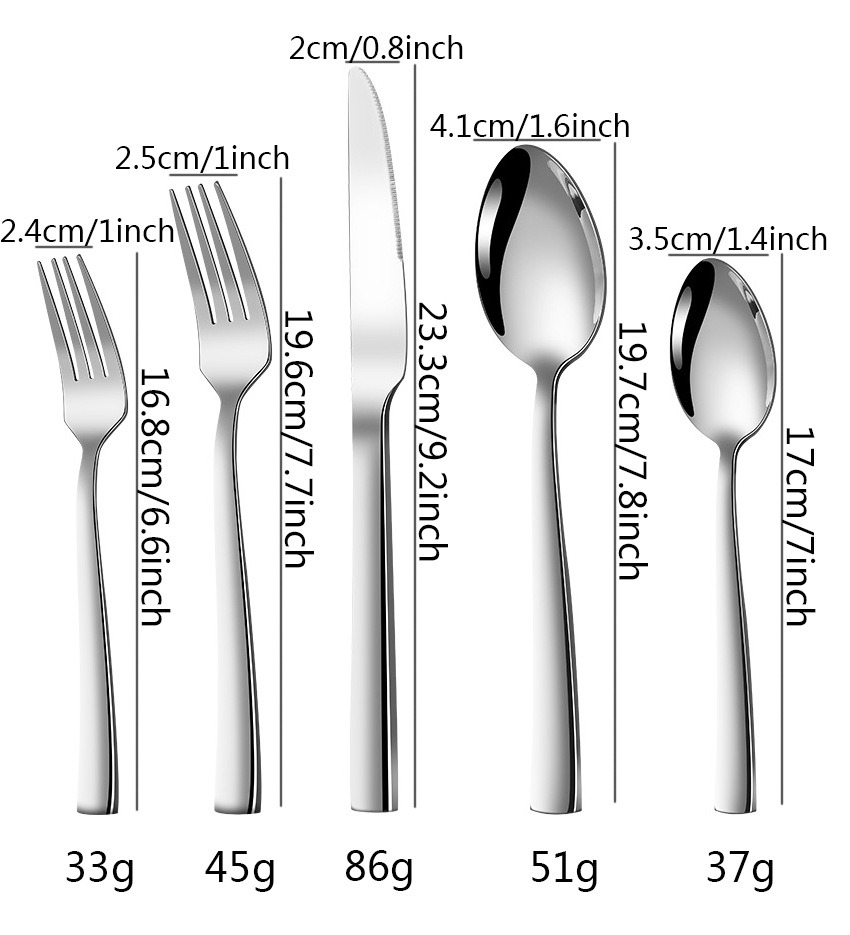 20-Piece Stainless Steel Flatware Set for 4 Food Grade 18/0 Cutlery Set Mirror Polished Knife Fork Spoon Dishwasher Safe Rustproof