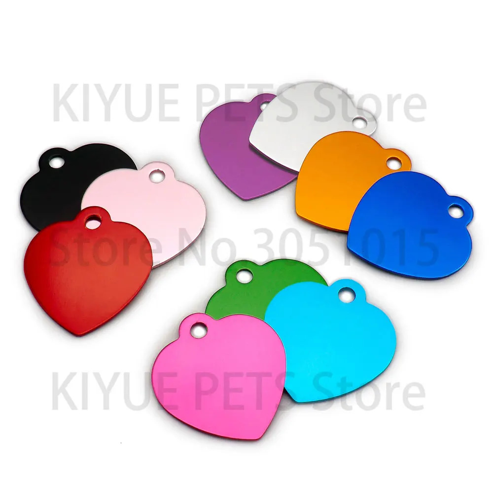 Wholesale 100Pcs Personalized Heart Dog Tag Pet Dog ID Name Wedding Gift Tag Card Customized Laser Name Dog Collar Accessories 250729