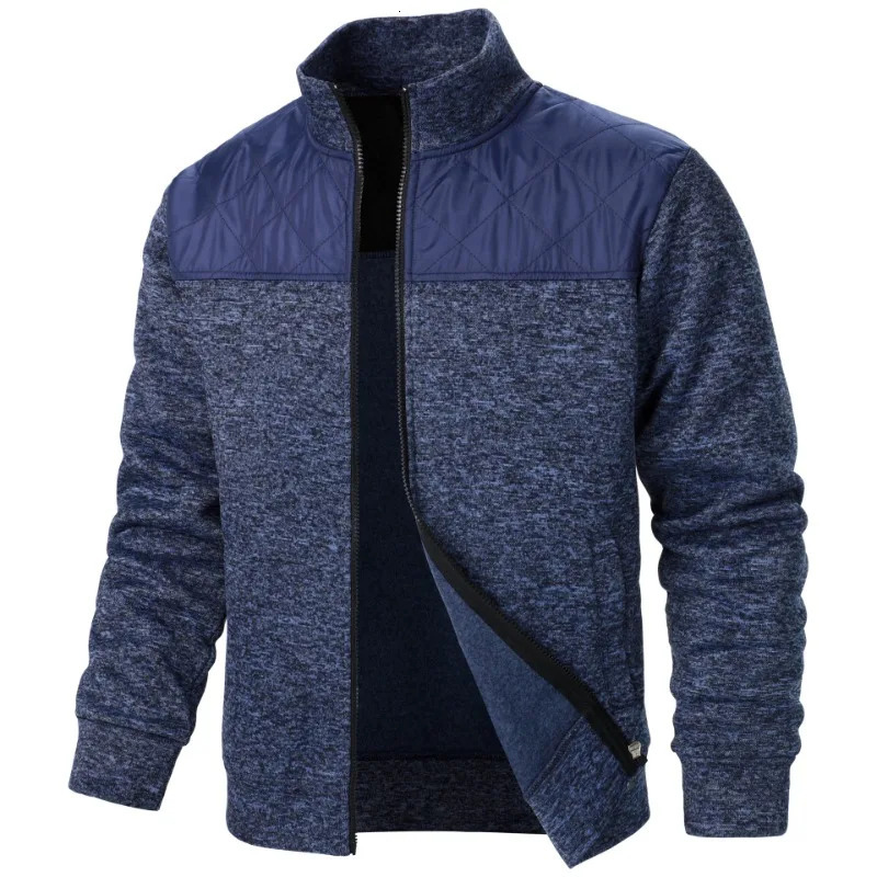 Mens Patchwork Sweatshirts Stand Collar Jacket Slim Fit Cardigan Streetwear Sportswear Casual Zip Up Coat Outdoor Tracksuit Men 250729