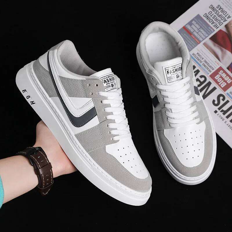 2024 Spring/Summer New Men's Fashion Casual Board Lace Up Color Blocking Korean Versatile Trendy Shoes Flat Bottom